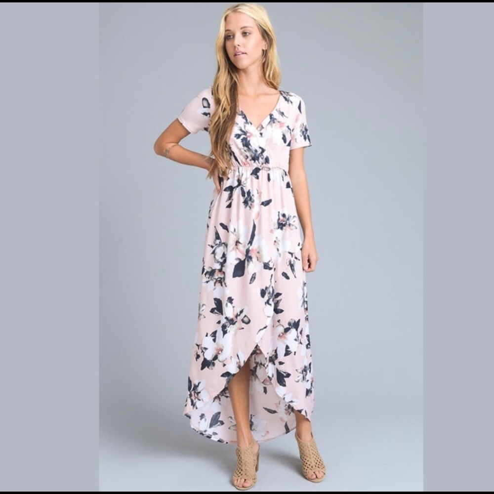 *SOLD - Light Pink Floral Boutique Dress*